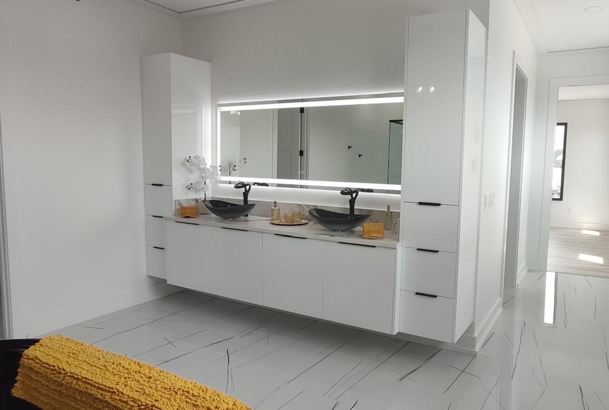 Custom bathroom vanity with high-end finish
